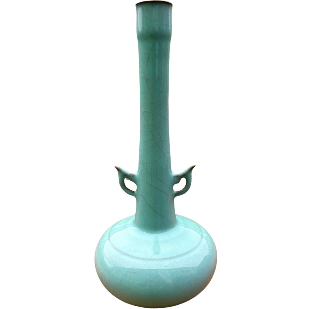 14” Contemporary Glaze Crackleware Vase